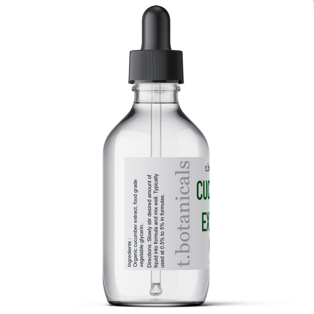 t.botanicals Pure Cucumber Extract Liquid Glycerite – Alcohol-Free Serum for Face Masks, Lotions, and Cosmetic Formulations (4 oz.)