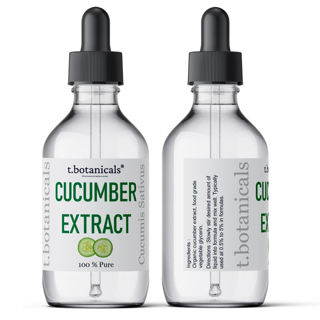 t.botanicals Pure Cucumber Extract Liquid Glycerite – Alcohol-Free Serum for Face Masks, Lotions, and Cosmetic Formulations (4 oz.)