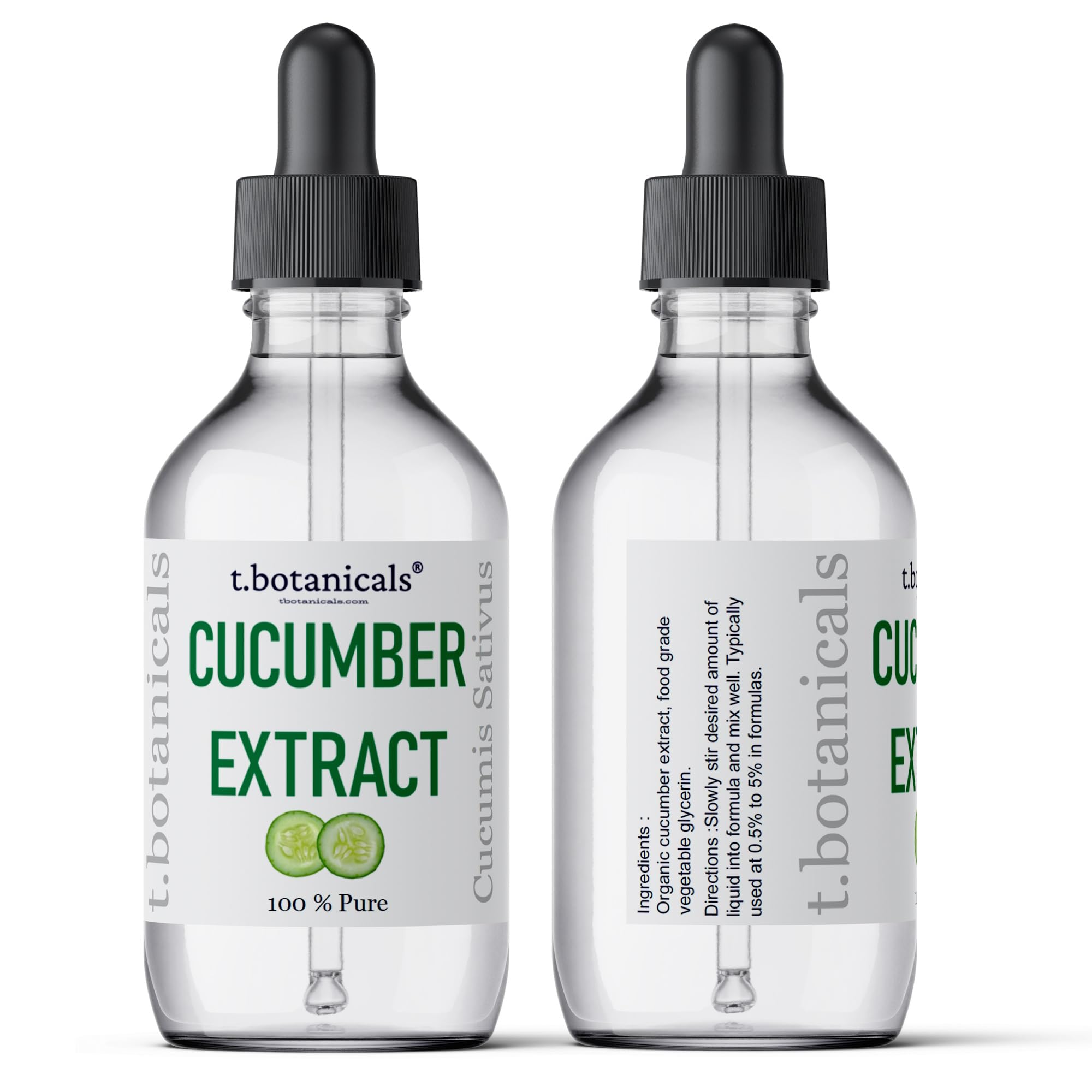 t.botanicals Pure Cucumber Extract Liquid Glycerite – Alcohol-Free Serum for Face Masks, Lotions, and Cosmetic Formulations (4 oz.)