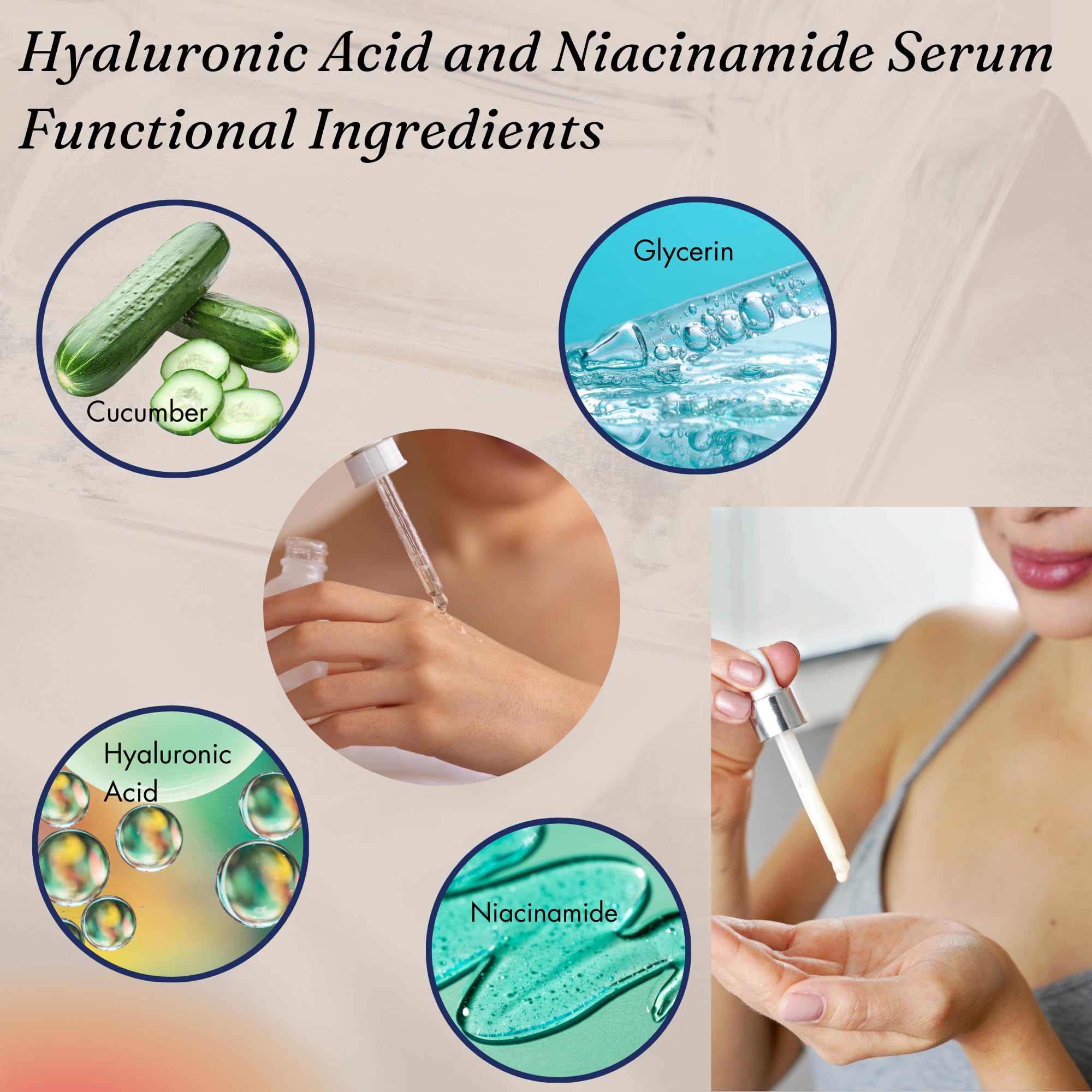 t.botanicals Pure Hyaluronic Acid & Niacinamide Serum with Cucumber Extract – Hydrating Anti-Aging Facial Serum 4 oz