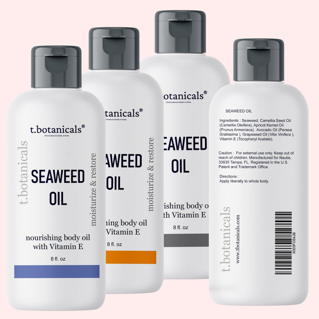t.botanicals Seaweed Body Oil 8 oz – Fast-Absorbing, Non-Greasy Moisturizer (Citrus)