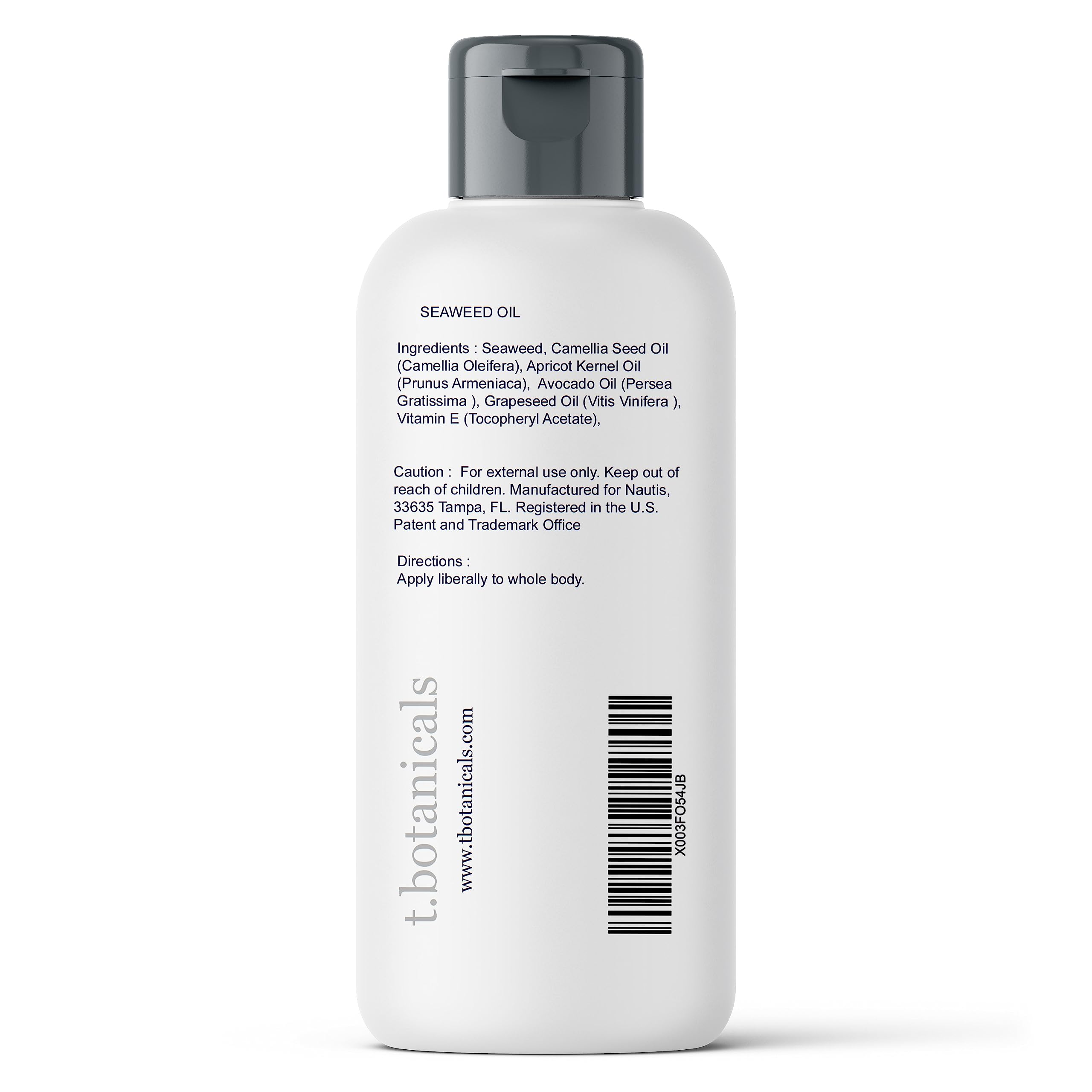 t.botanicals Seaweed Body Oil 8 oz – Fast-Absorbing, Non-Greasy Moisturizer (Citrus)