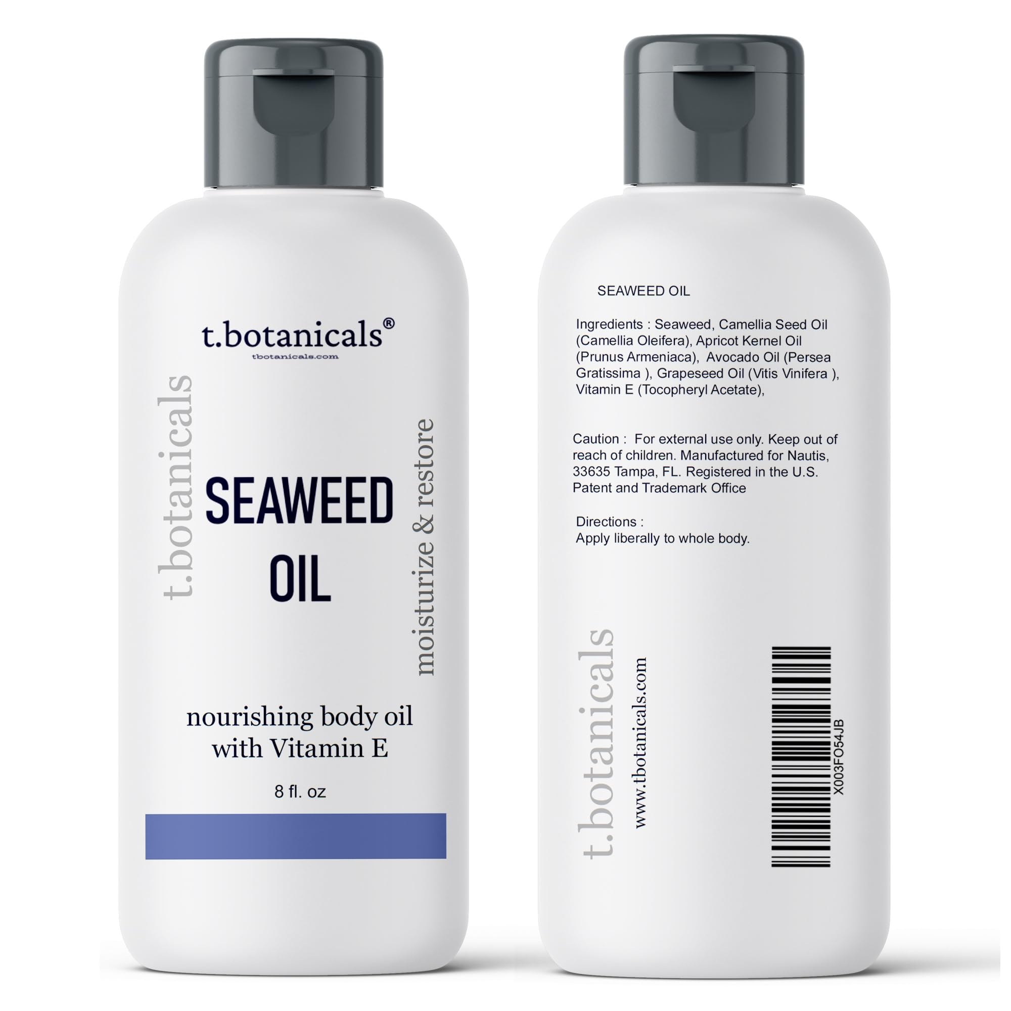 t.botanicals Seaweed Body Oil 8 oz – Fast-Absorbing Lavender Moisturizer