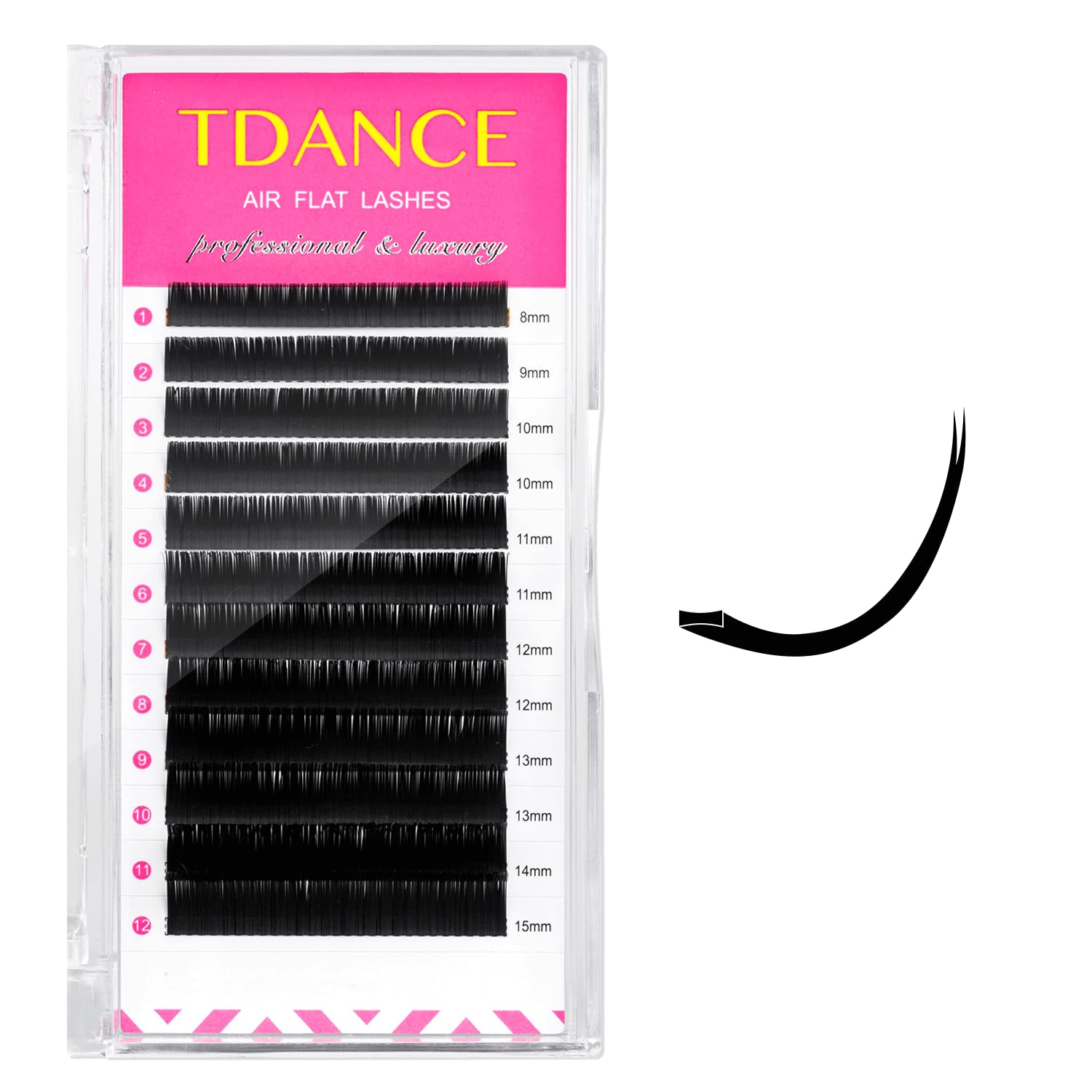 TDANCE Flat Lashes Eyelash Extensions 0.15/0.2mm – Ellipse Air Flat, Matte Black, 13mm | Salon Use