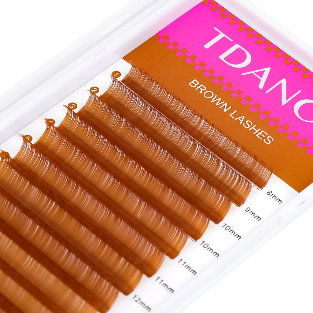 TDANCE Light Brown Colored Lash Extensions 0.03-0.15mm C/CC/D/DD/J/B/L Curl 8-15mm | Premium Salon Use