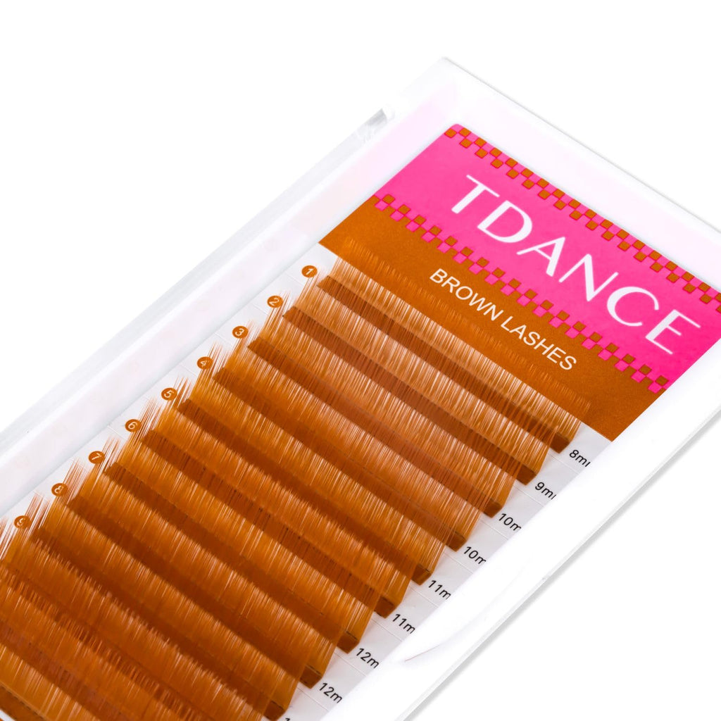 TDANCE Light Brown Color Lash Extensions – 0.03-0.15mm, C/CC/D Curl, 8-15mm