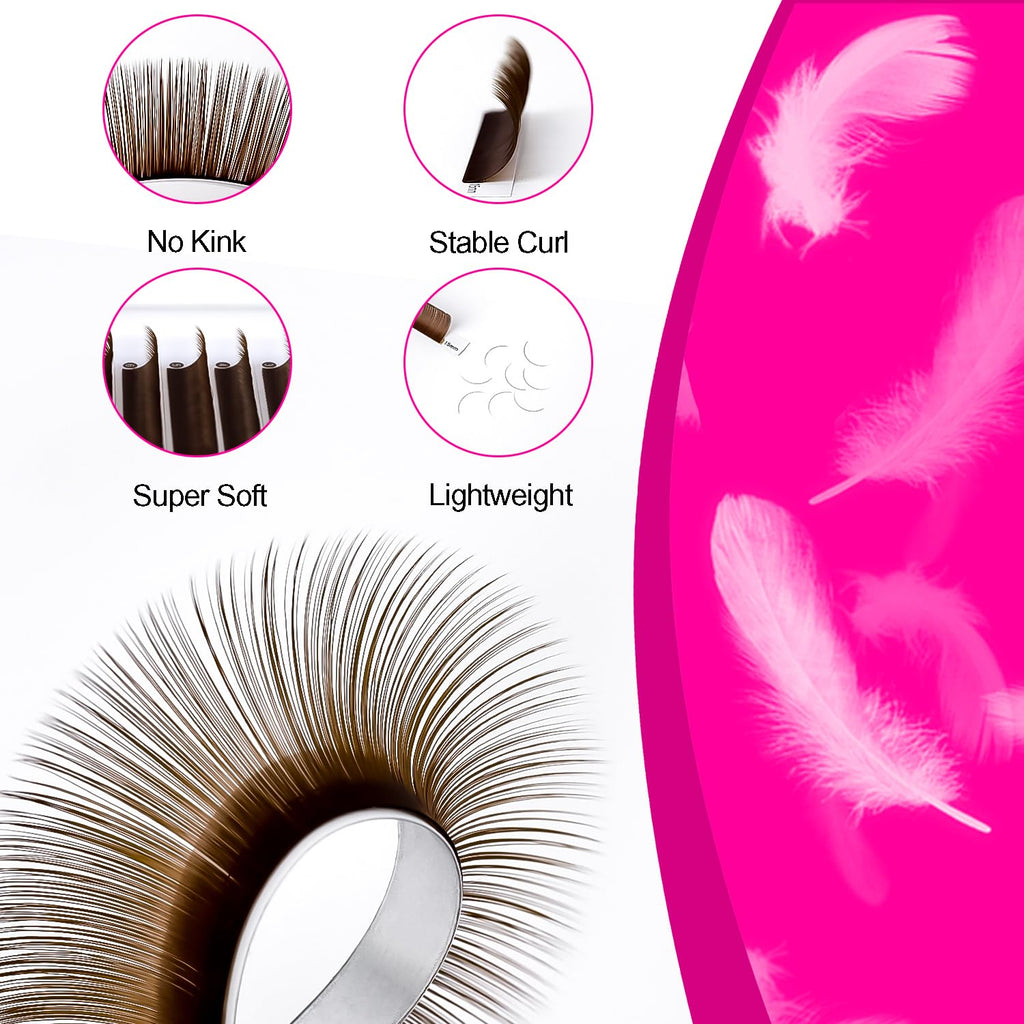 TDANCE Dark Brown Lash Extensions – Premium Brown Eyelashes, 0.03–0.15mm, C/CC/D/DD/J/B/L Curl, 8–15mm (Salon Use)