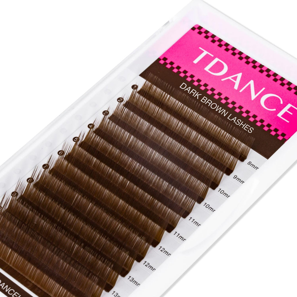 TDANCE Dark Brown Colored Lash Extensions – Premium 0.03-0.15mm Lashes, C/CC/D/DD/J/B/L Curl, 8-15mm