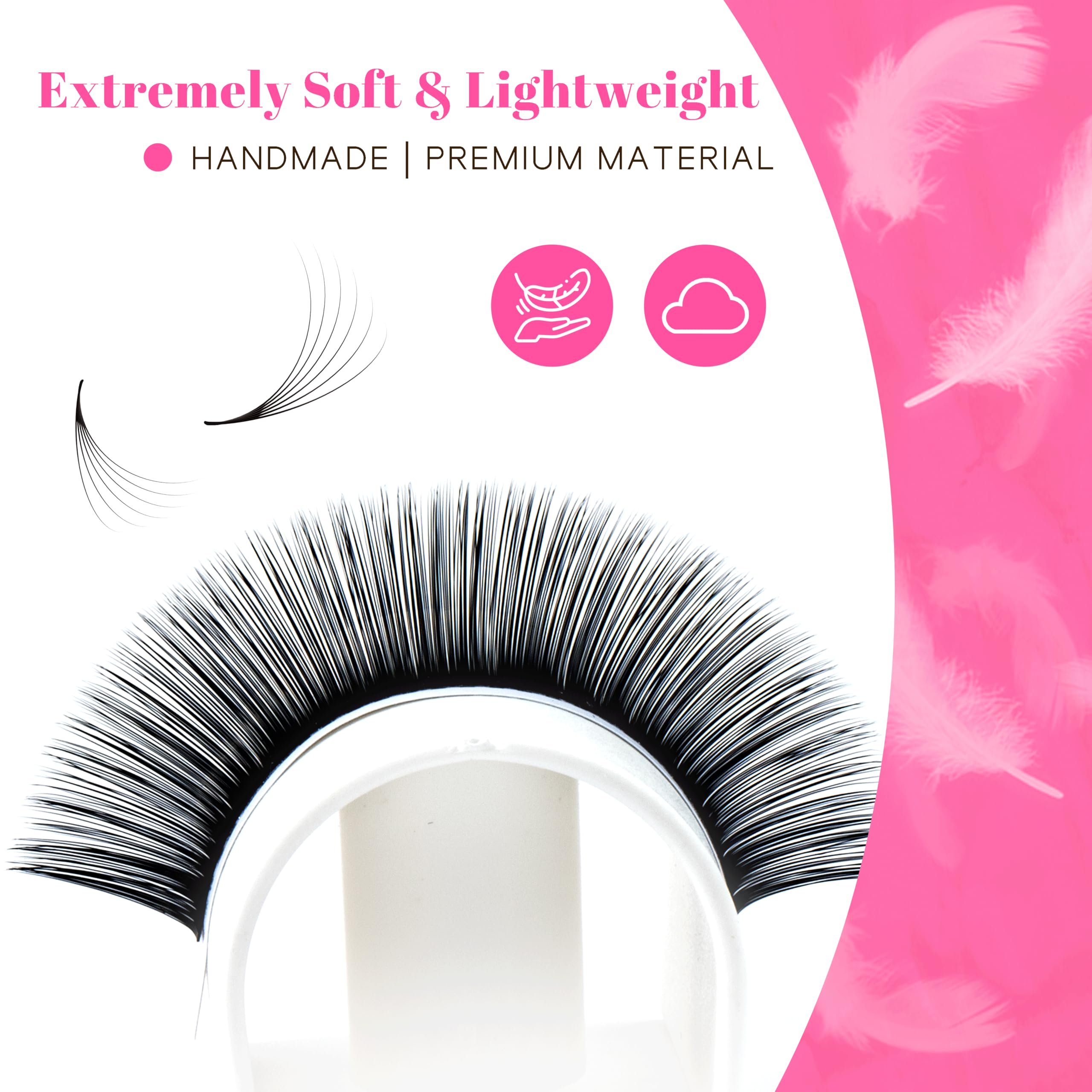 TDANCE Cashmere Easy Fan Lash Extensions – Self-Fanning Mega Volume, 0.07mm D Curl, 12mm