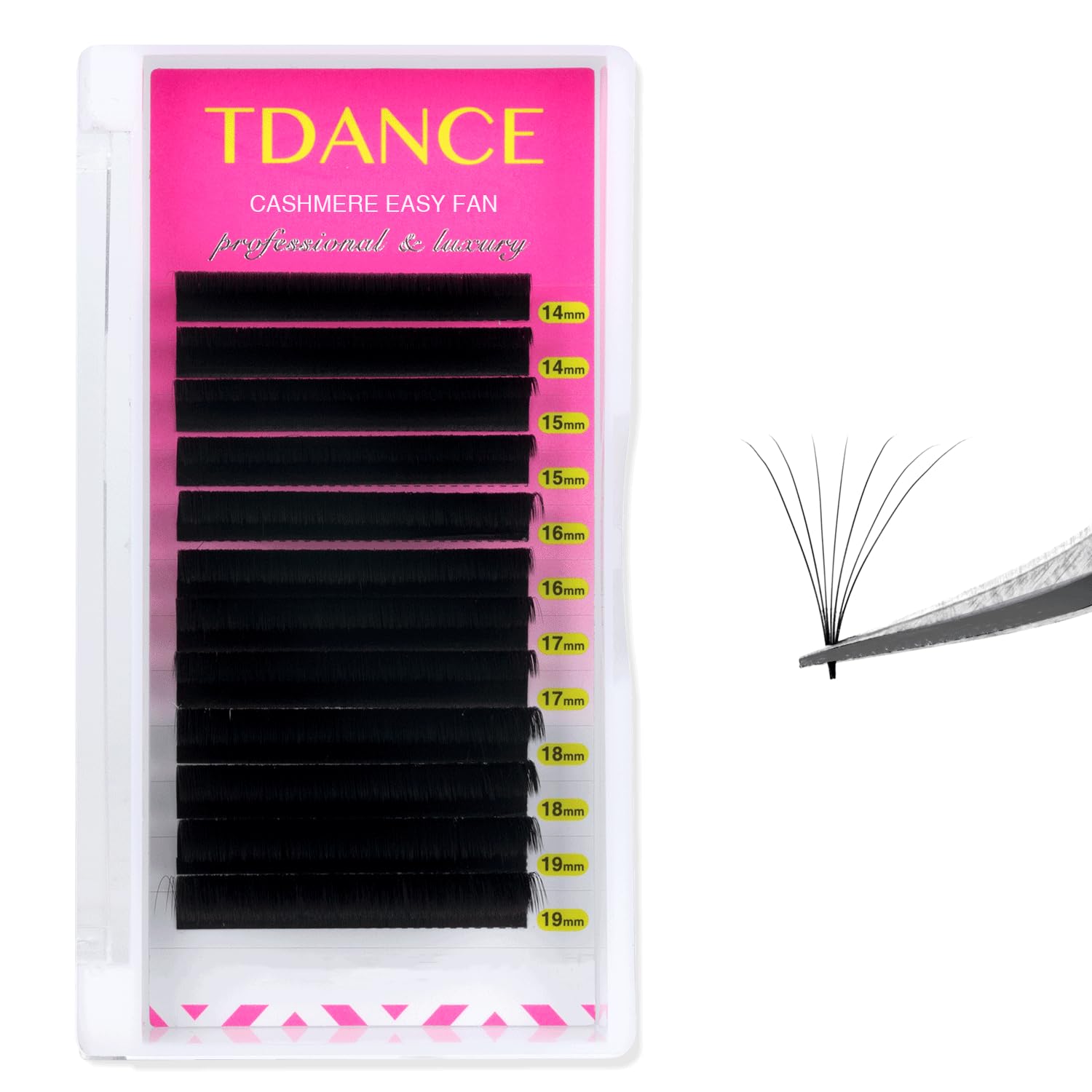 TDANCE Cashmere Easy Fan Lashes – Matte Black, DD Curl, 0.05mm, 17mm Mega Volume