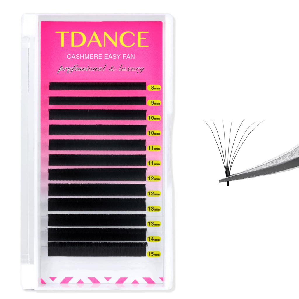 TDANCE Cashmere Easy Fan Lash Extensions – Self Fanning Mega Volume Lashes 0.05mm D Curl 8mm