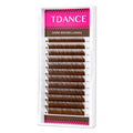 TDANCE Dark Brown Lash Extensions - Premium 0.03–0.15mm, 8–15mm, C/CC/D/DD/J/B/L Curl, Korean PBT