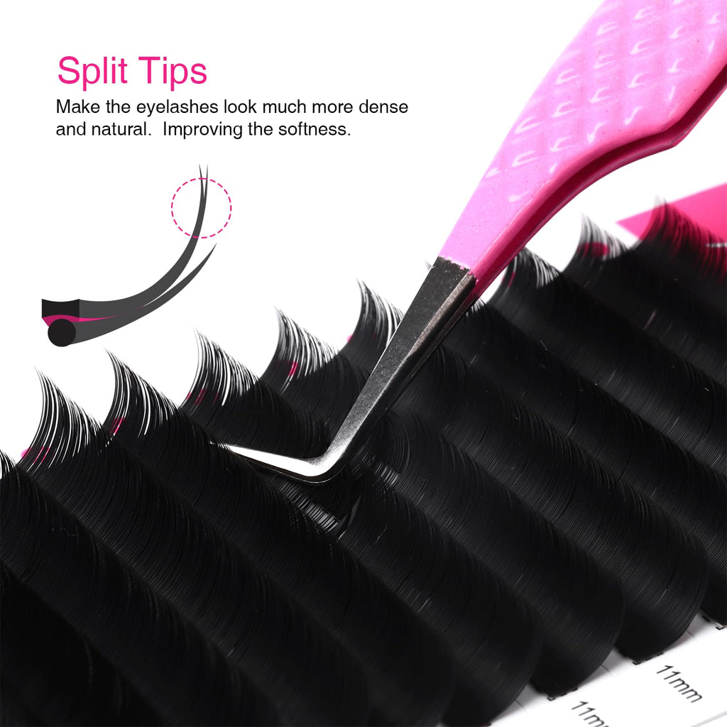 TDANCE Flat Lashes Eyelash Extensions 0.15/0.2mm – Ellipse Air Flat, Matte Black, 13mm | Salon Use
