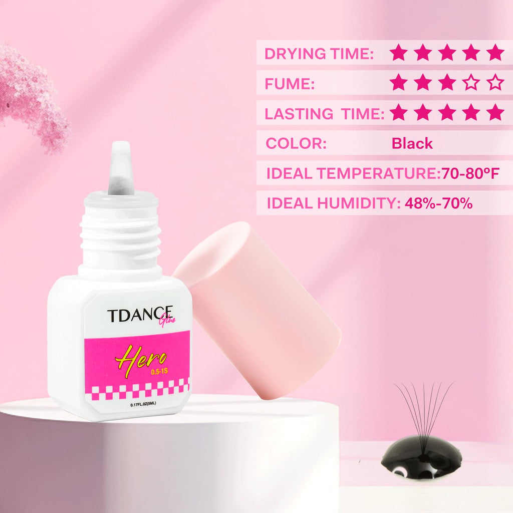 TDANCE Eyelash Extension Glue — Fast Drying, 7-Week Retention, Salon-Use Only (0.17 fl oz / 5 ml)