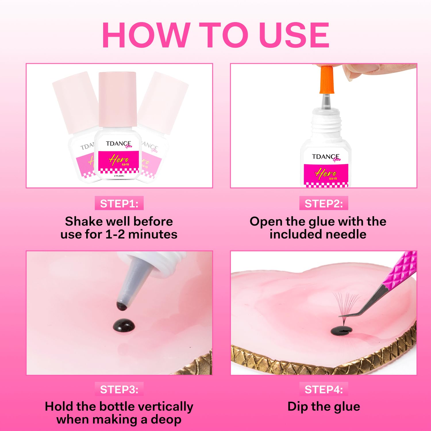TDANCE Eyelash Extension Glue — Fast Drying, 7-Week Retention, Salon-Use Only (0.17 fl oz / 5 ml)
