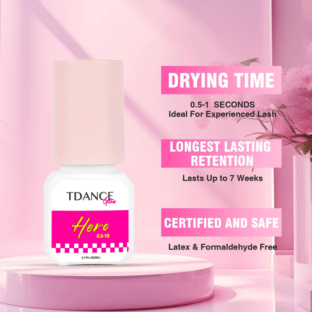 TDANCE Eyelash Extension Glue — Fast Drying, 7-Week Retention, Salon-Use Only (0.17 fl oz / 5 ml)