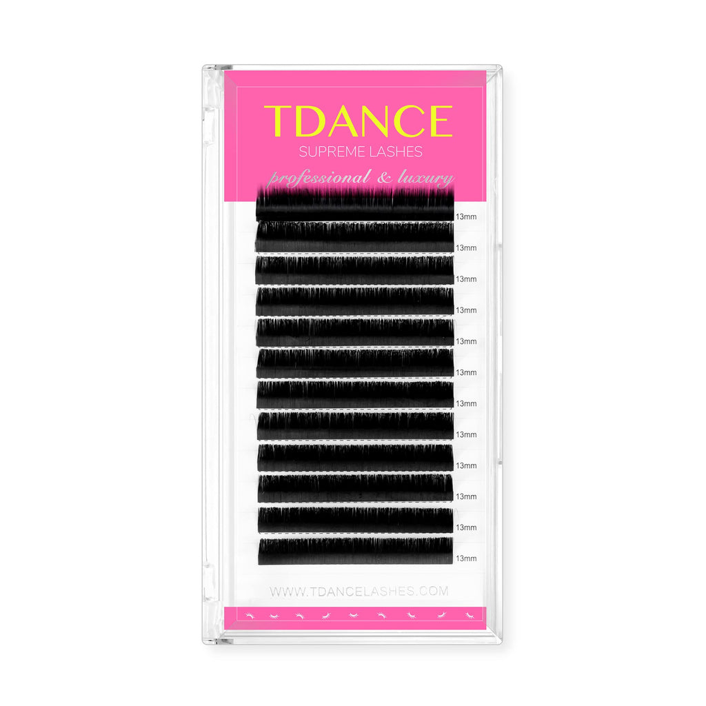 TDANCE Matte Black Lash Extensions – CC/DD Curl, 0.03-0.18mm Thick, 19mm Length, Professional Salon Use