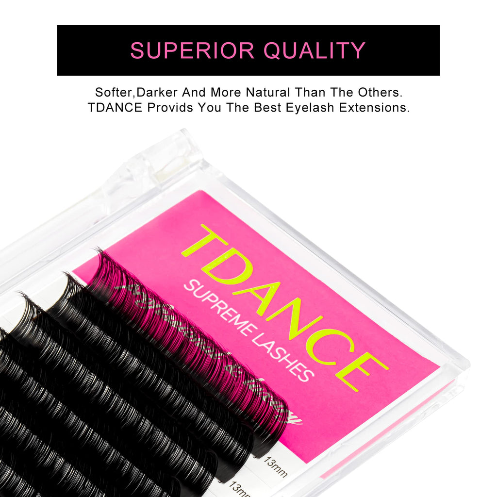 TDANCE Matte Black Lash Extensions – CC/DD Curl, 0.03-0.18mm Thick, 19mm Length, Professional Salon Use
