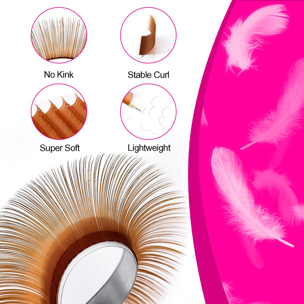 TDANCE Light Brown Colored Lash Extensions 0.03-0.15mm | Premium Brown Lashes C/CC/D/DD/J/B/L Curl | 8-15mm