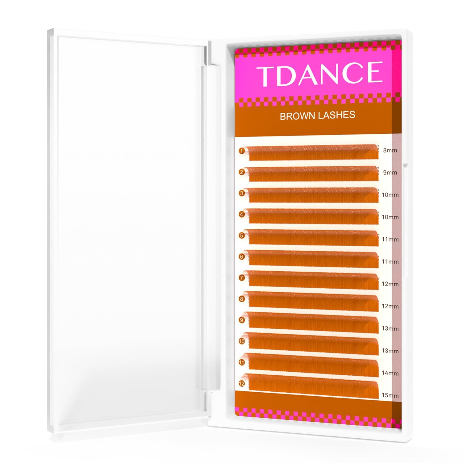 TDANCE Light Brown Color Lash Extensions 0.03-0.15mm, C/CC/D/DD/J/B/L Curl, 8-15mm | Premium Korean PBT