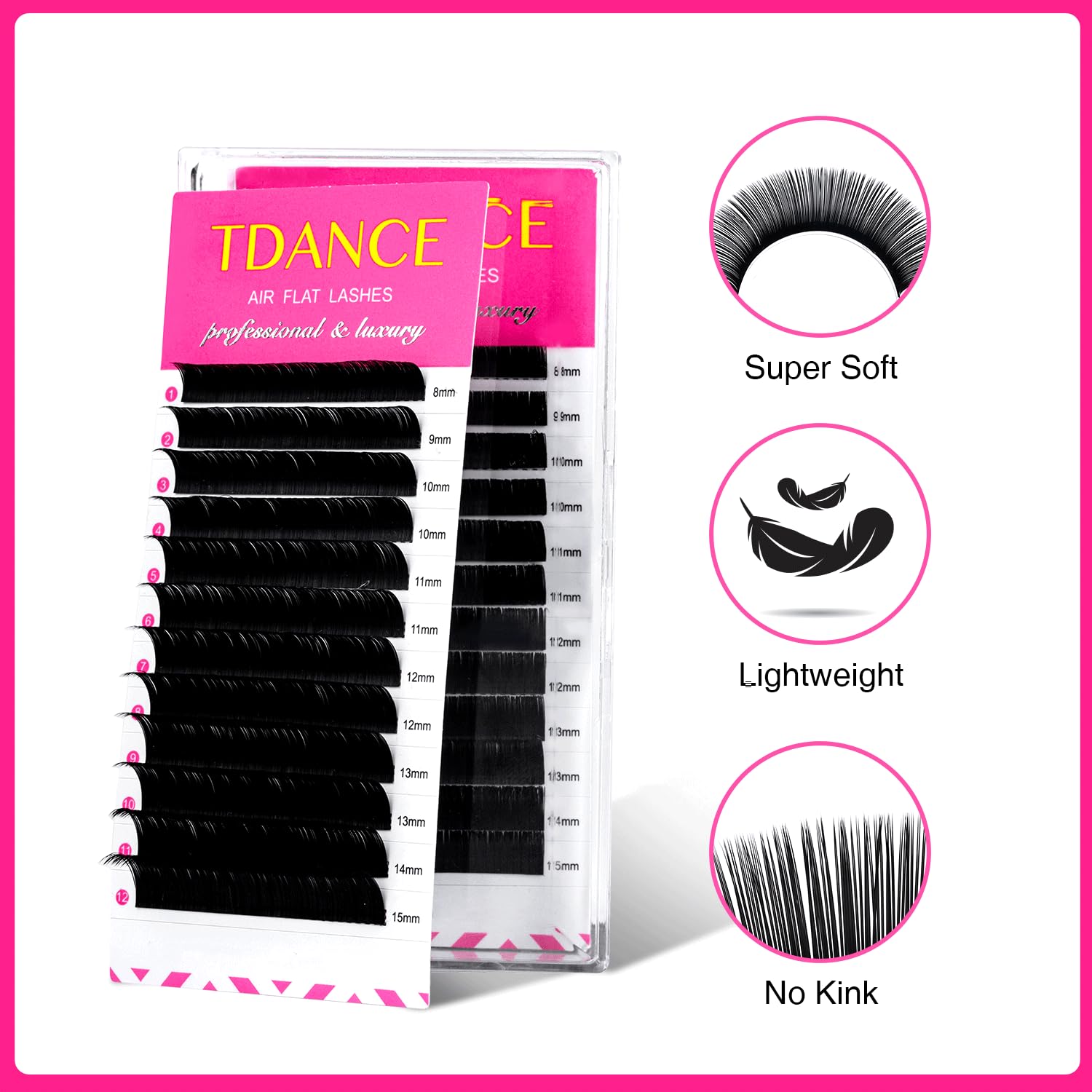 TDANCE Flat Lashes Eyelash Extensions 0.15/0.2mm – Lightweight Ellipse Lashes, Matte Black for Salon Use