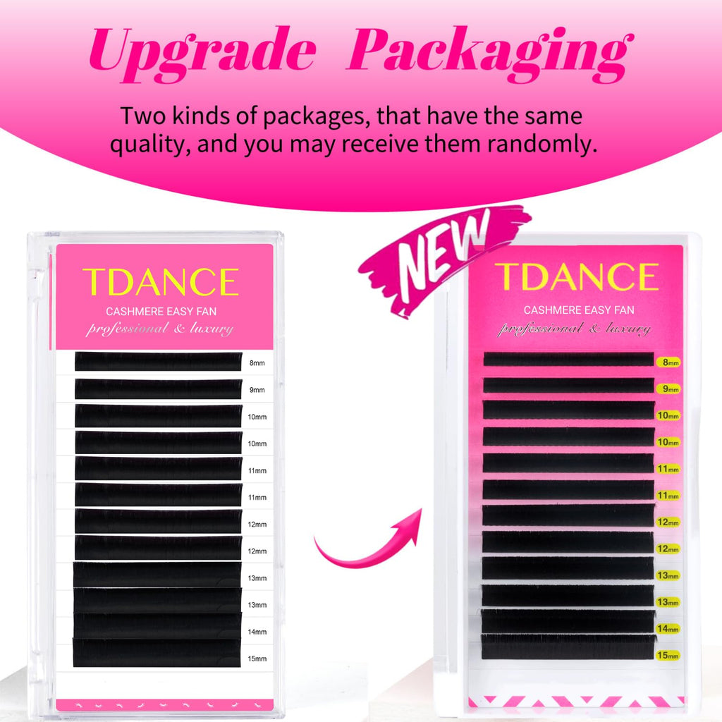 TDANCE Cashmere Easy Fan Lashes – Matte Black, 0.05mm, 16mm DD Curl | Mega Volume