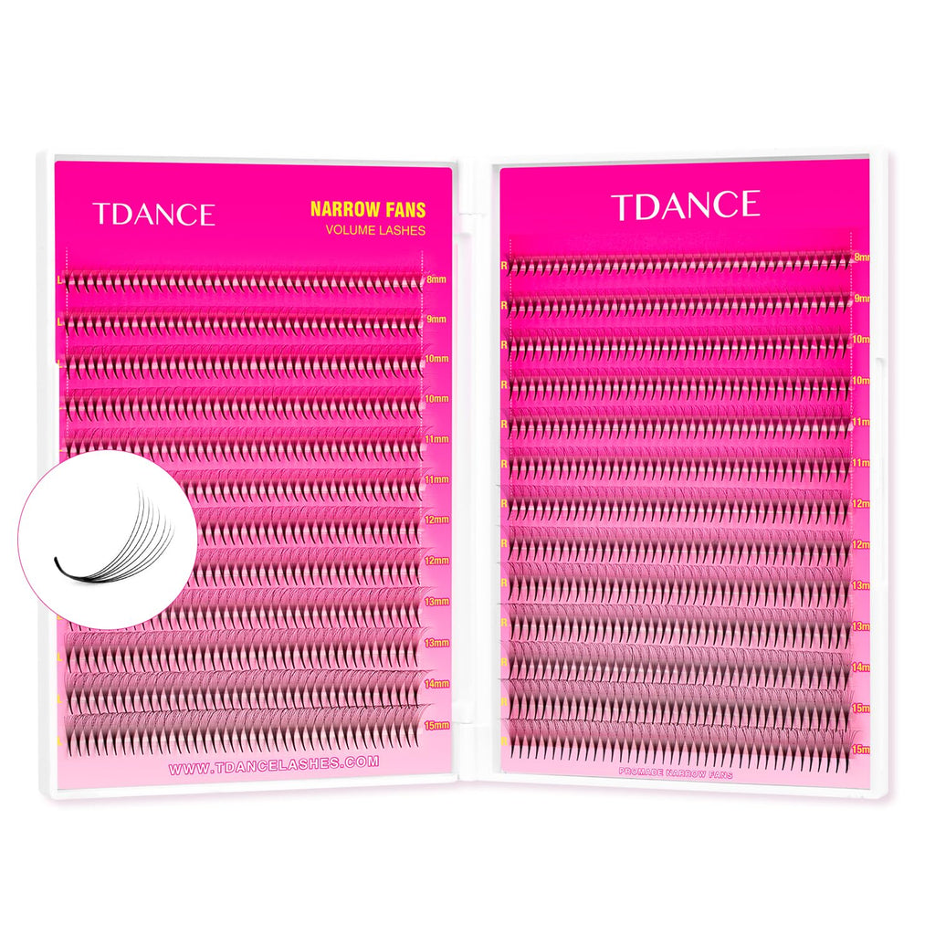 TDANCE Narrow Premade Lash Fans 1000 — Darker & Denser Volume Extensions (8D-0.07-D-8-15mm)
