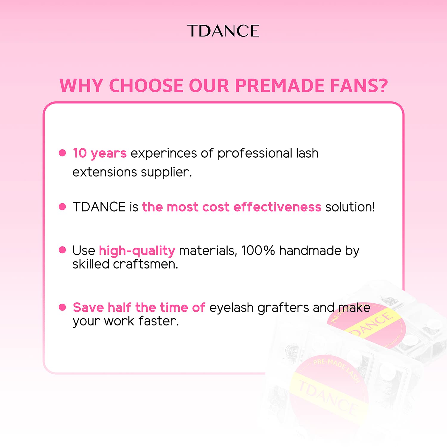 TDANCE Premade Lash Fans 600 — Natural & Volume Mix 5D-24D, Handmade Promades