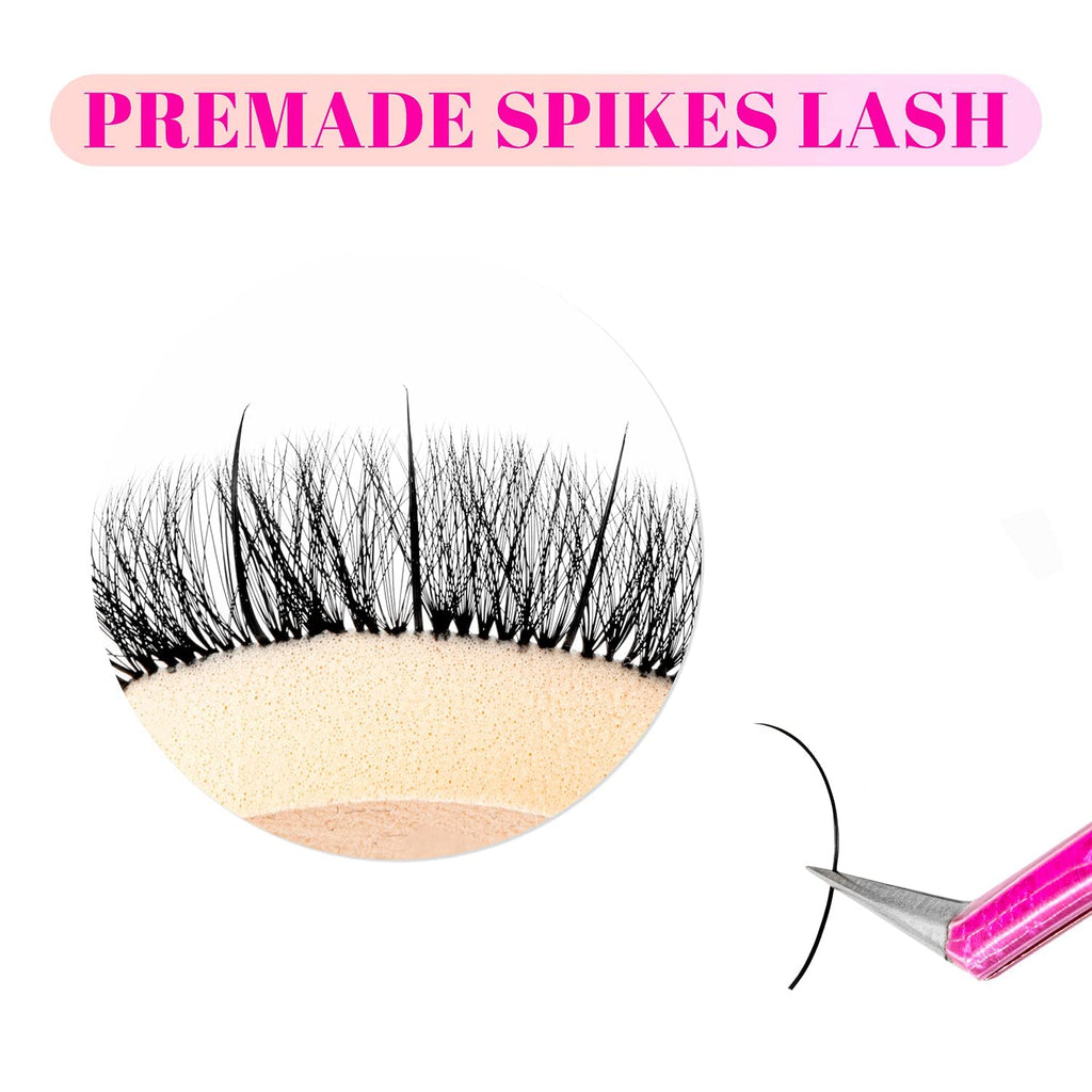 TDANCE Spikes Lash Extensions – Matte Black Premade Spikes, 0.07mm, C/D Curl, 8-15mm