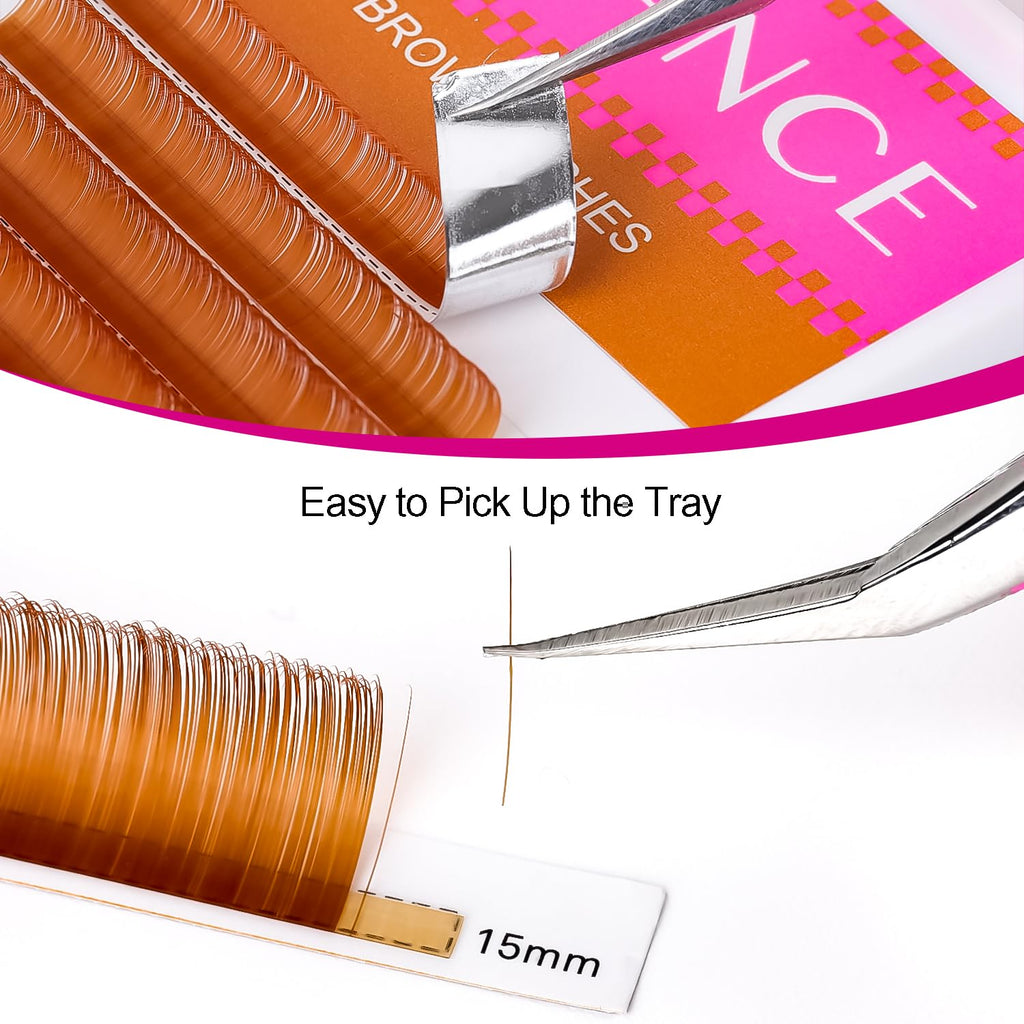 TDANCE Light Brown Lash Extensions – 0.03–0.15mm, C/CC/D/DD/J/B/L Curl, Premium Brown Eyelashes