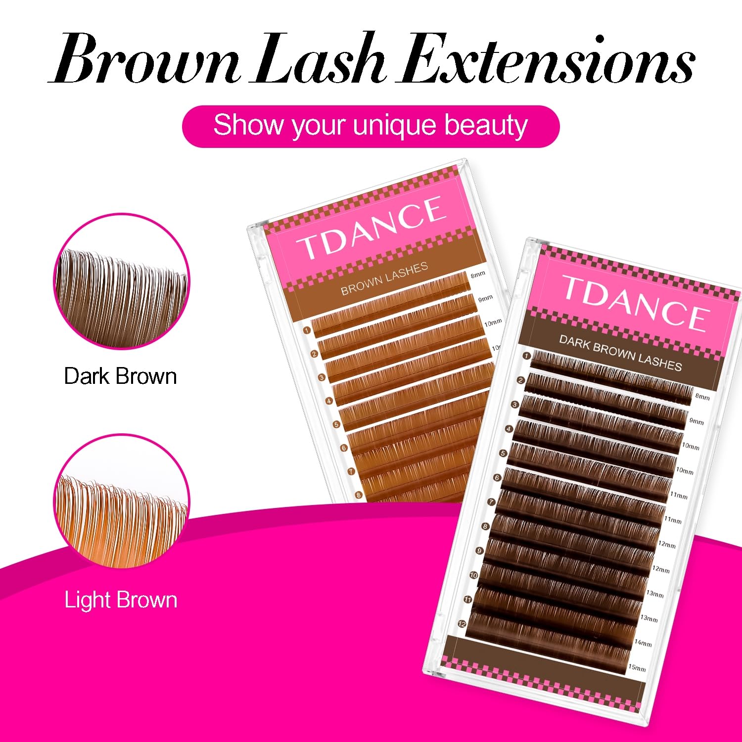 TDANCE Dark Brown Colored Lash Extensions 0.03–0.15mm | C/CC/D/DD/J/B/L Curl, 8–15mm