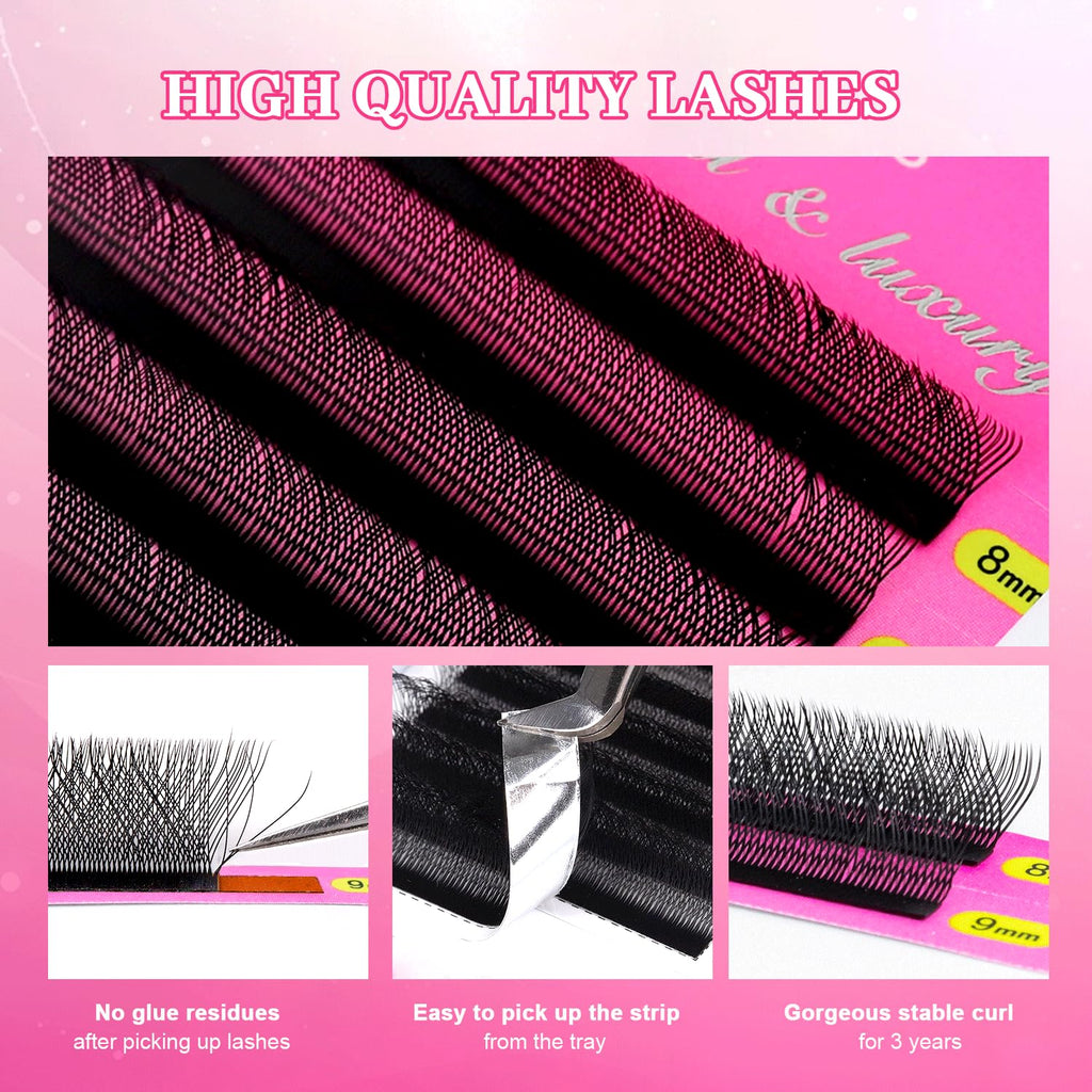 TDANCE YY Lash Extensions Premade Fans – W Lashes (W-5D-0.07-C, 11mm)
