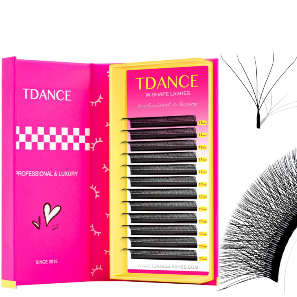 TDANCE YY Lash Extensions Premade Fans – W Lashes (W-5D-0.07-C, 11mm)
