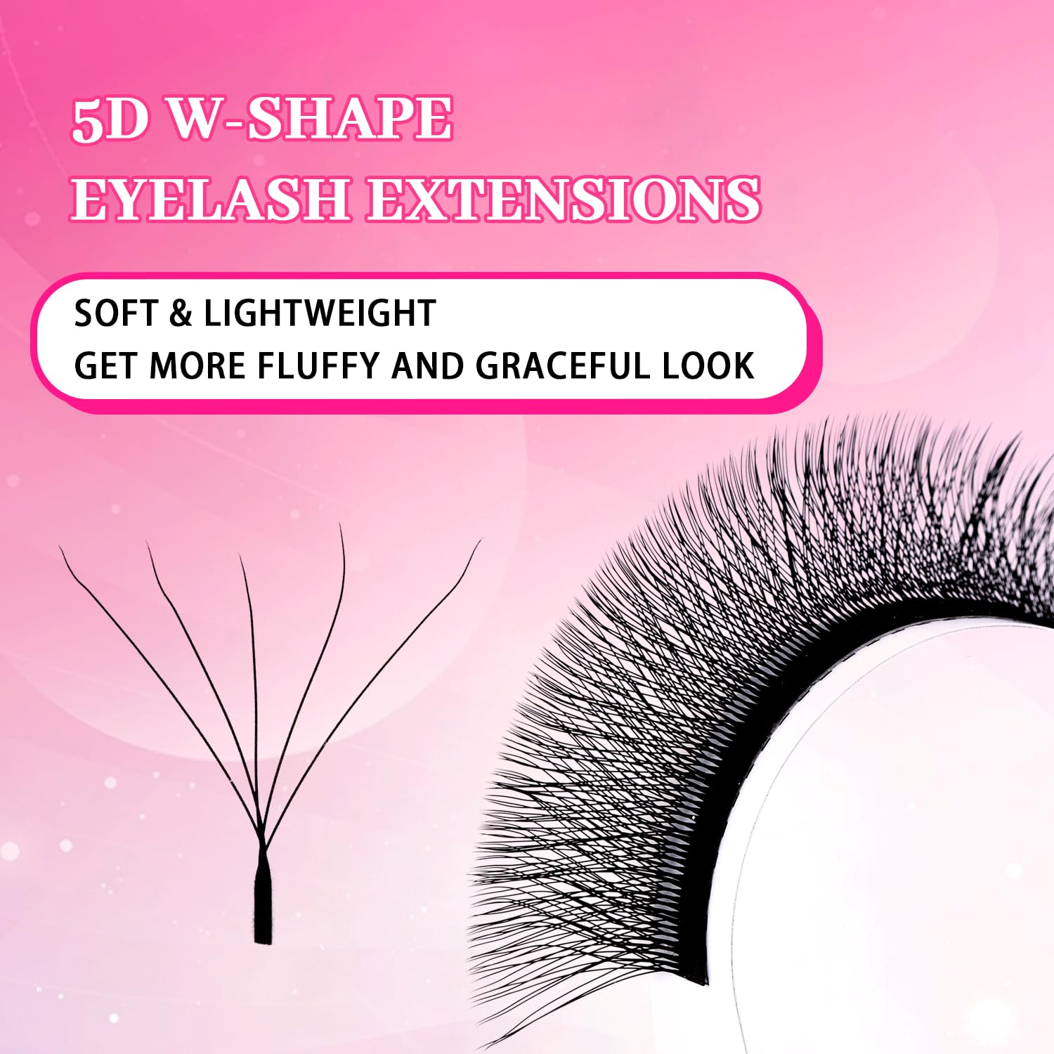 TDANCE YY Lash Extensions Premade Fans – W Lashes (W-5D-0.07-C, 11mm)