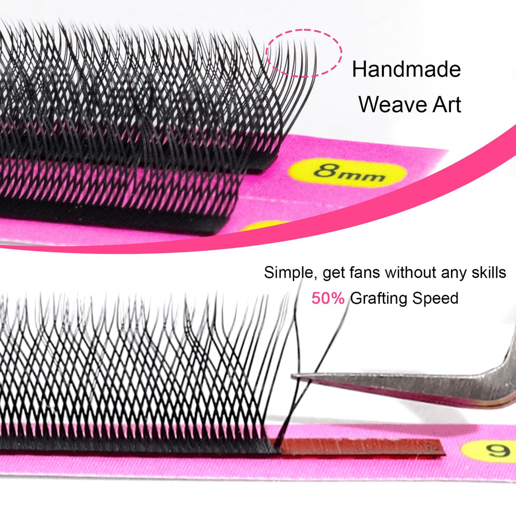 TDANCE YY Premade W-Lashes Volume Fans – Matte Black, 13mm (0.07D, W5D)