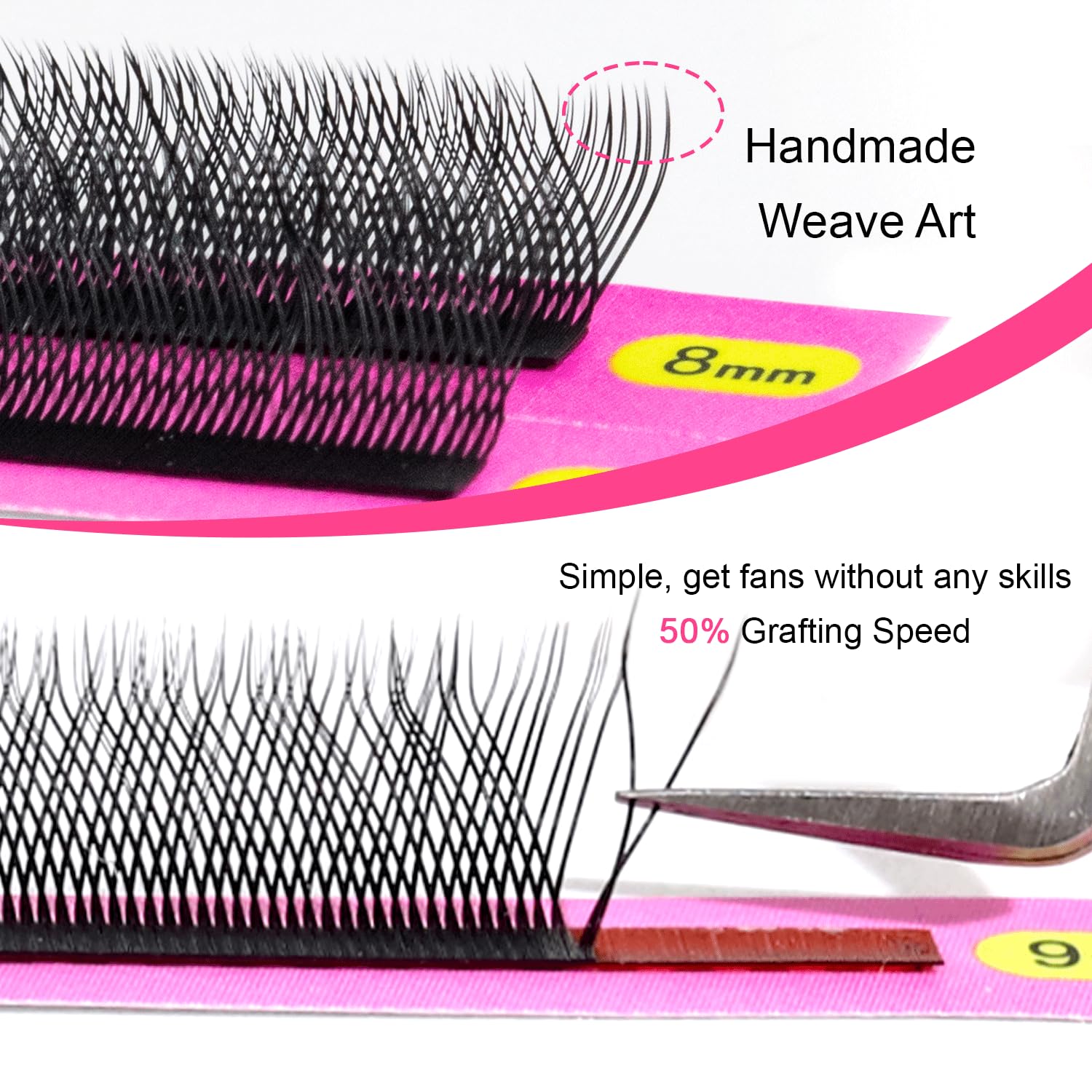 TDANCE YY Lash Extensions Premade Fans – W Lashes (W-5D-0.07-C, 11mm)