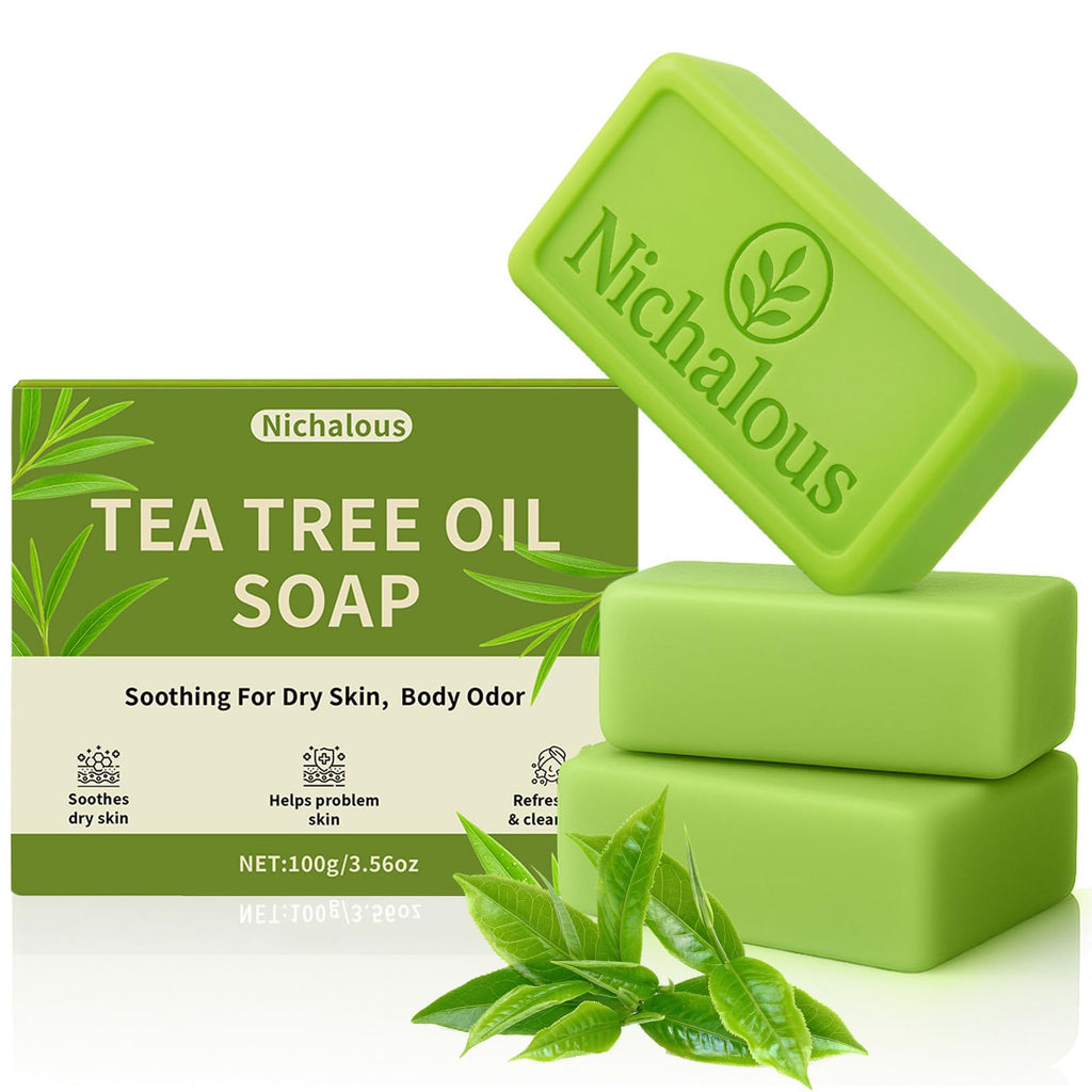 3PCS Tea Tree Soap – Purifying Bar with Tea Tree Oil & Coconut Oil