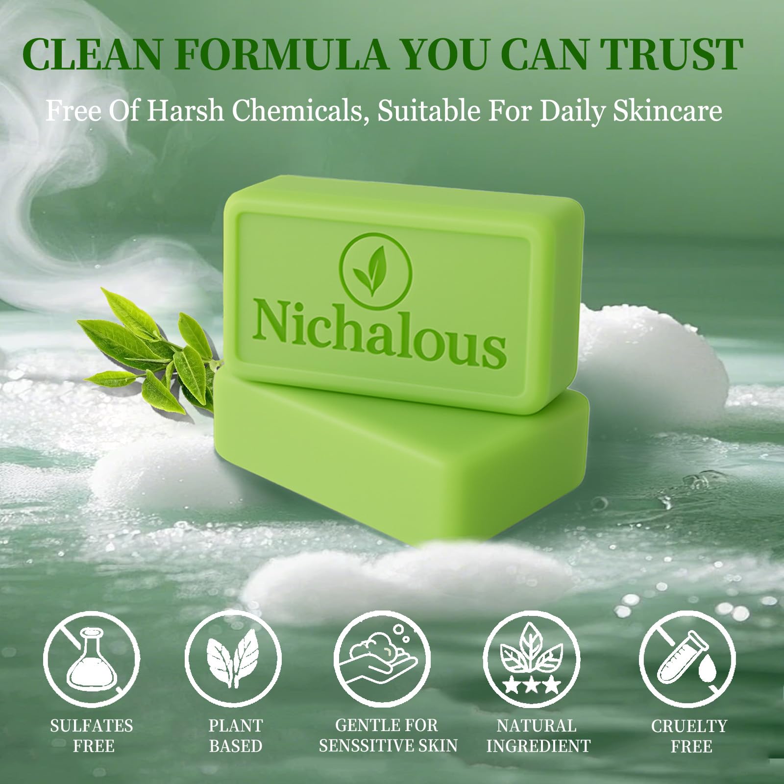 3PCS Tea Tree Soap – Purifying Bar with Tea Tree Oil & Coconut Oil