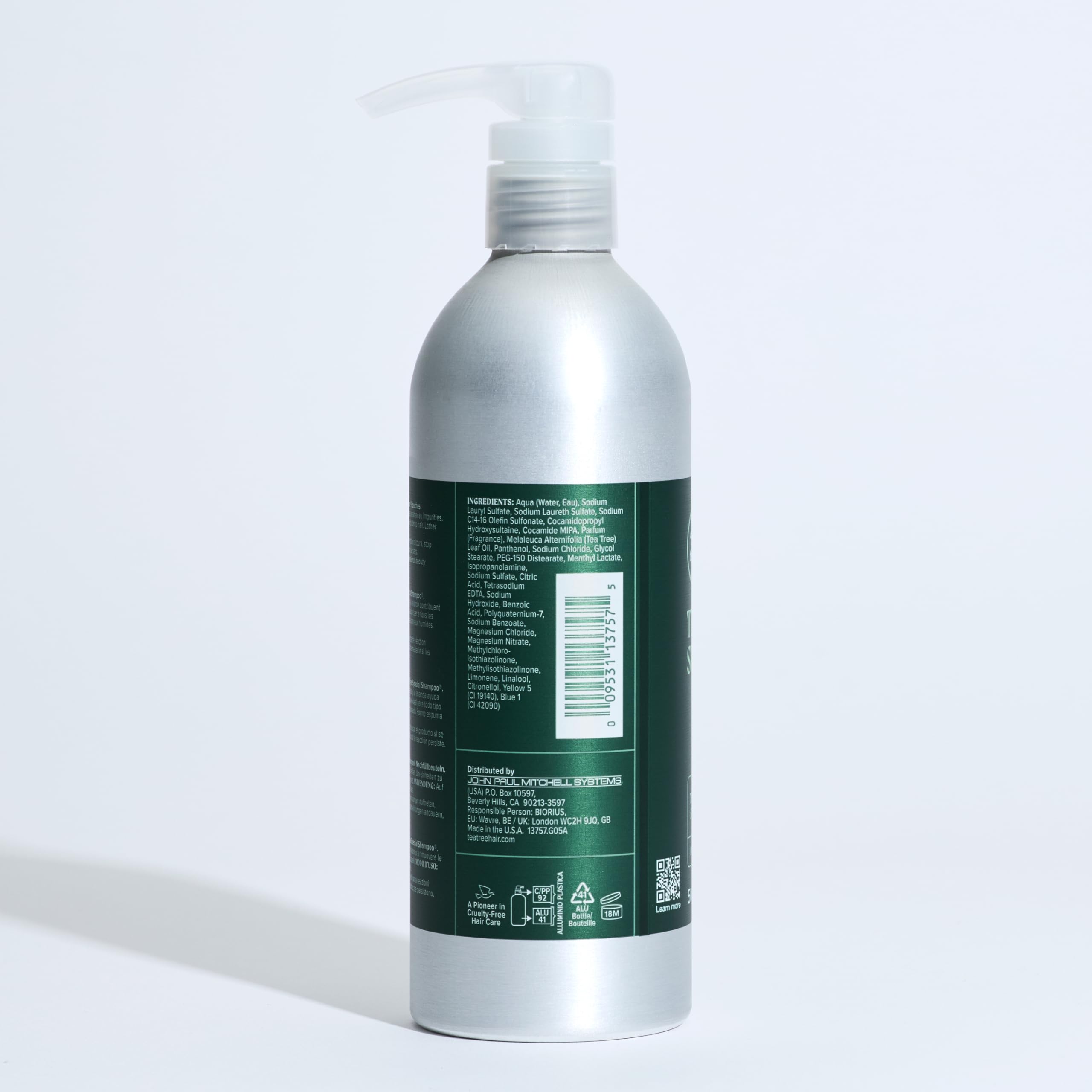 Tea Tree Special Aluminum Shampoo Bottle – Deep Clean & Scalp Refresh, All Hair Types, 16.9 oz