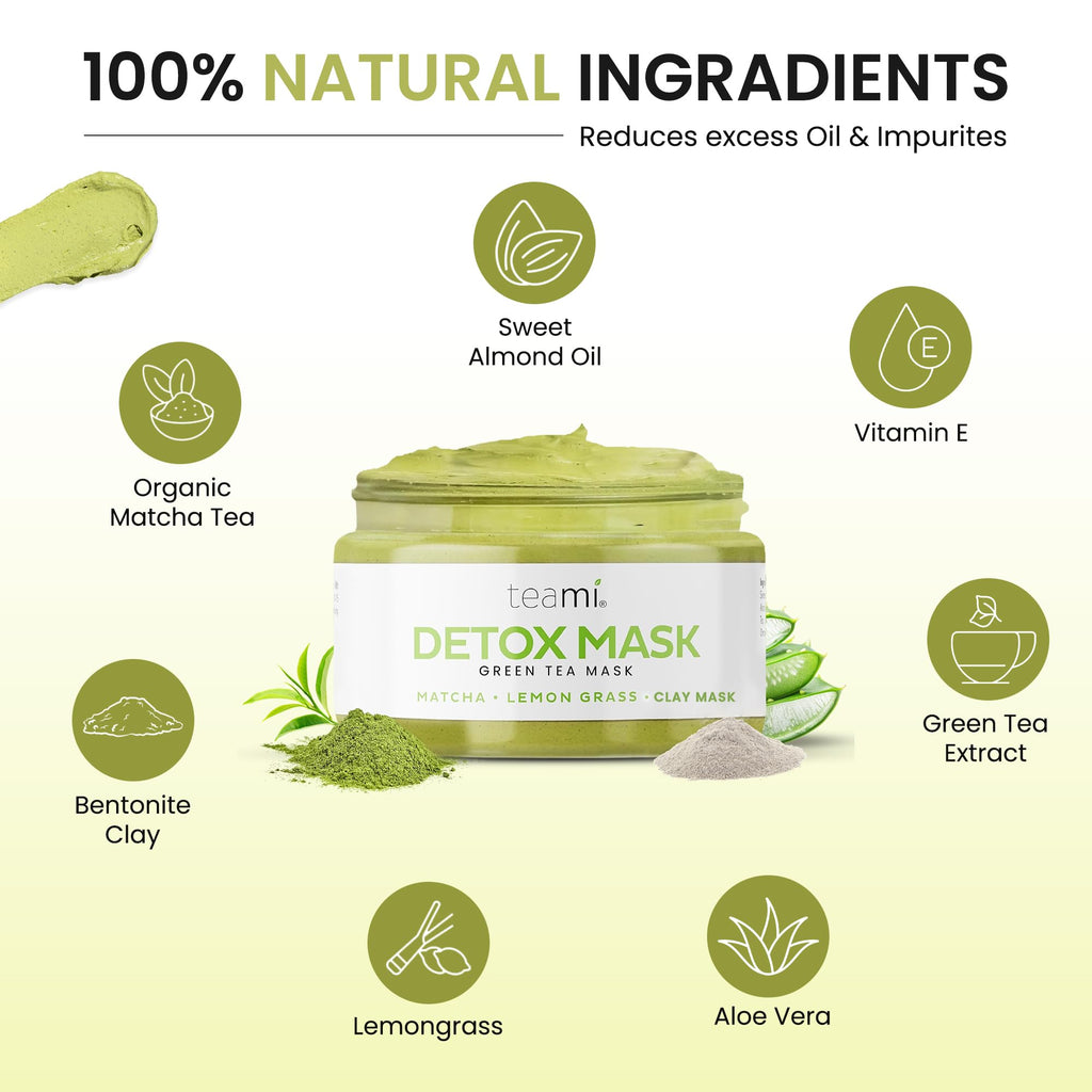 Teami Detox Face Mask: Hydrating, Purifying & Pore-Minimizing Green Tea Mask for All Skin Types