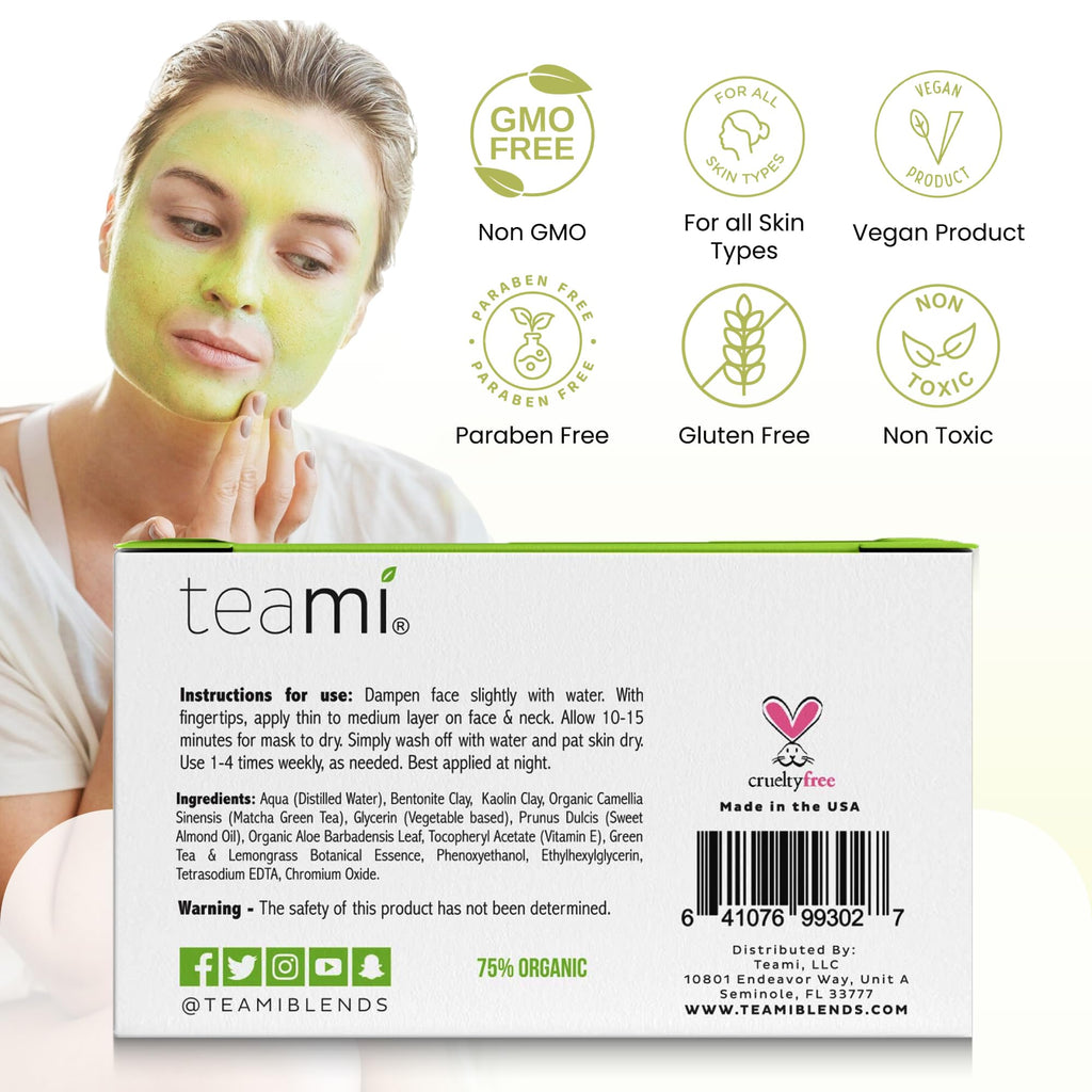 Teami Detox Face Mask: Hydrating, Purifying & Pore-Minimizing Green Tea Mask for All Skin Types