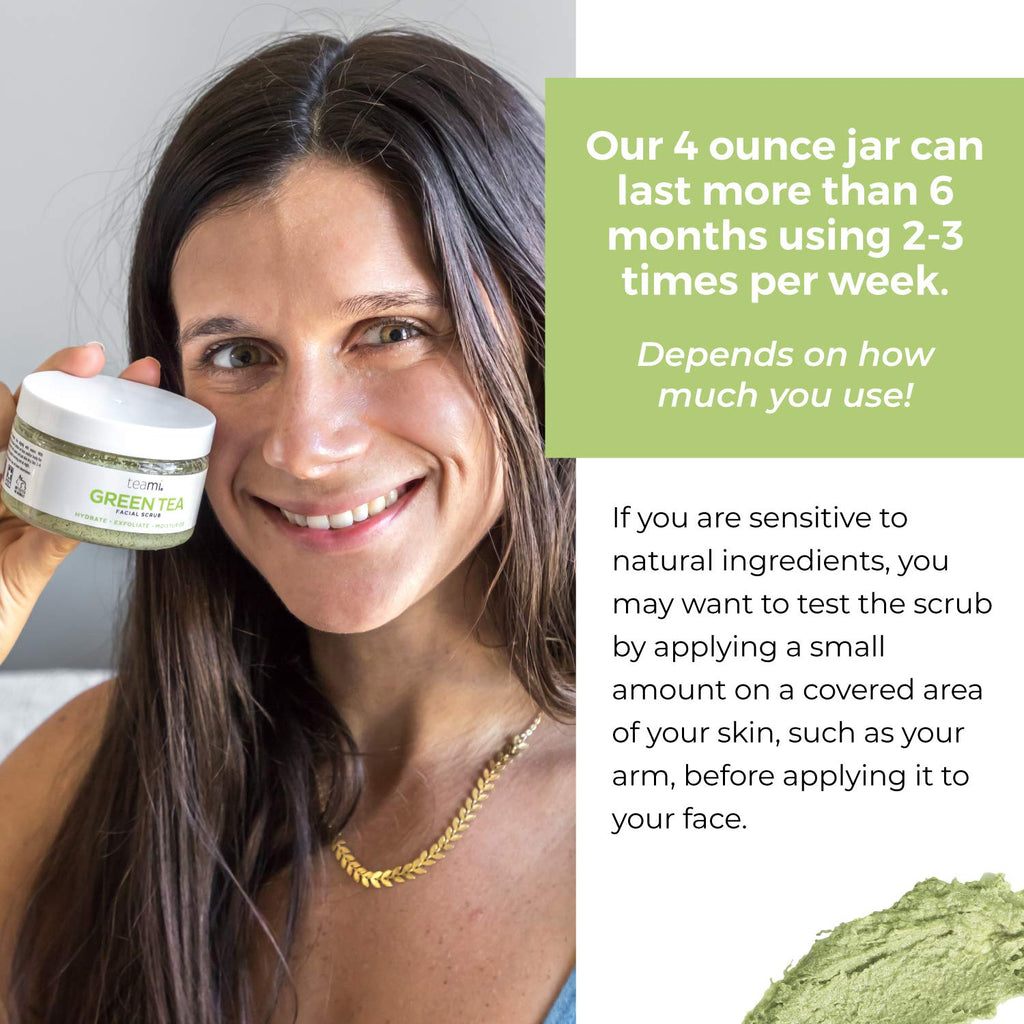 Teami Matcha Green Tea Facial Scrub – Hydrating Exfoliator with Lemongrass