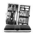 Teamkio 18-in-1 Manicure Pedicure Set | Portable Stainless Steel Grooming Kit with Leather Case