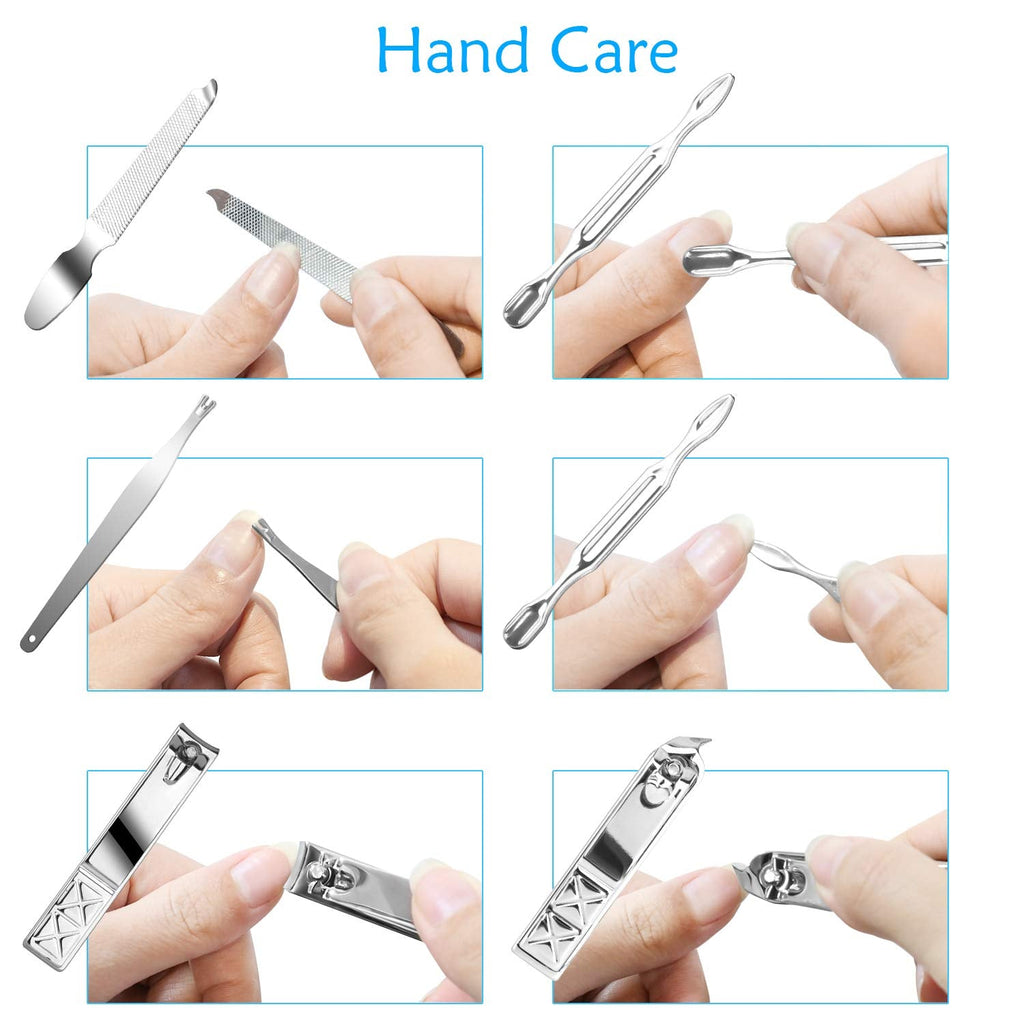 Teamkio 18-in-1 Manicure Pedicure Set | Portable Stainless Steel Grooming Kit with Leather Case