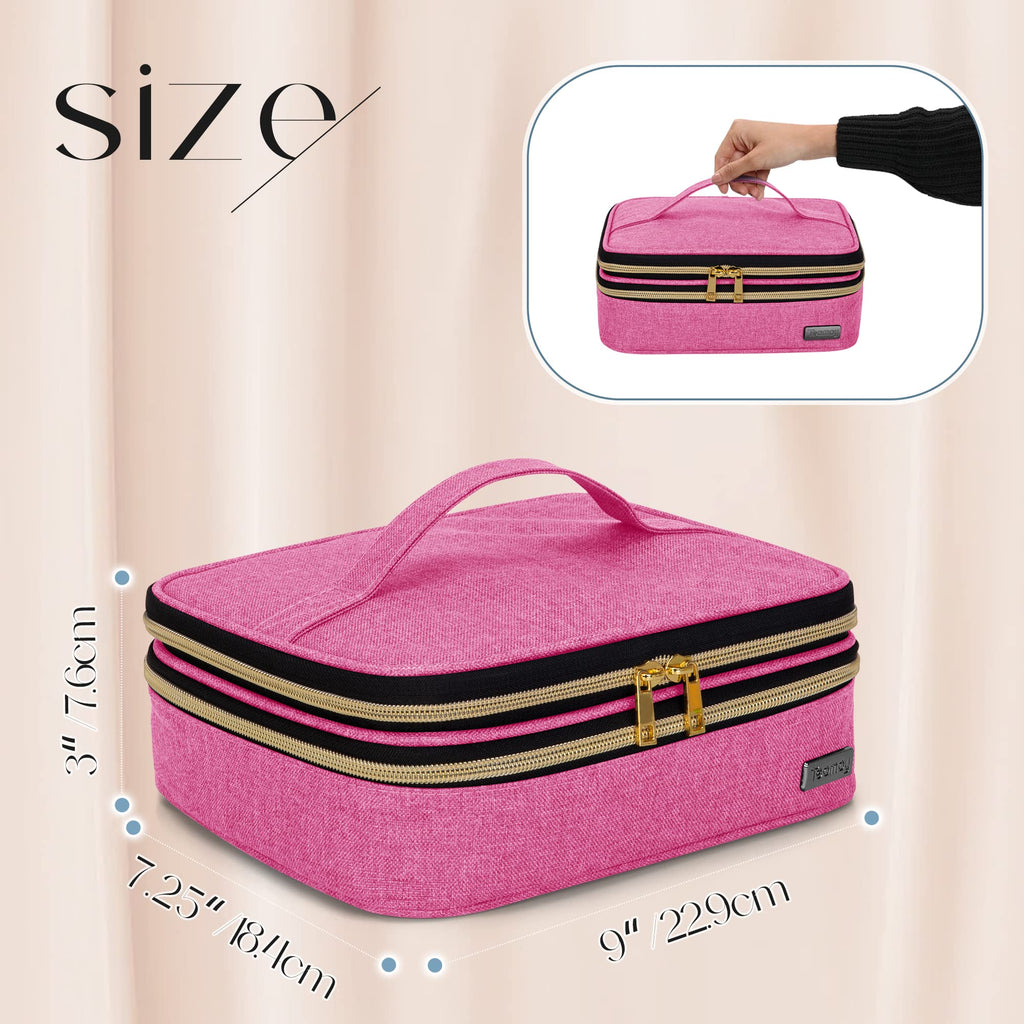 Teamoy Travel Makeup Brush Case – Portable Organizer Pouch with Handle (Pink)