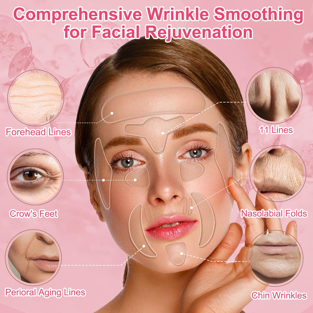 TEAWOO 16 PCS Reusable Face Wrinkle Patches Kit – Overnight Patches for Forehead and Eye Areas