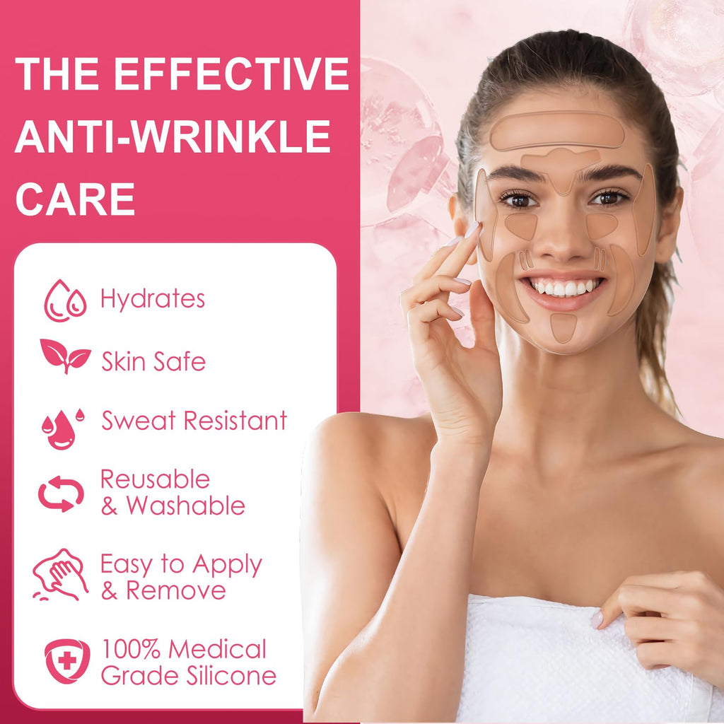 TEAWOO 16 PCS Reusable Face Wrinkle Patches Kit – Overnight Patches for Forehead and Eye Areas