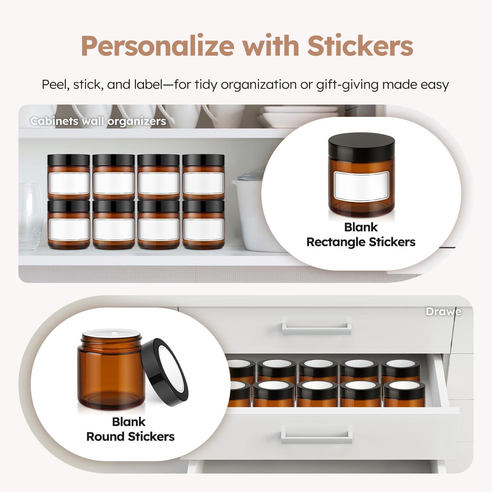 Tecohouse 4 oz Amber Glass Jars with Lids – 24 Pack | Leakproof, Airtight Storage for Lotions, Candles, and DIY Projects