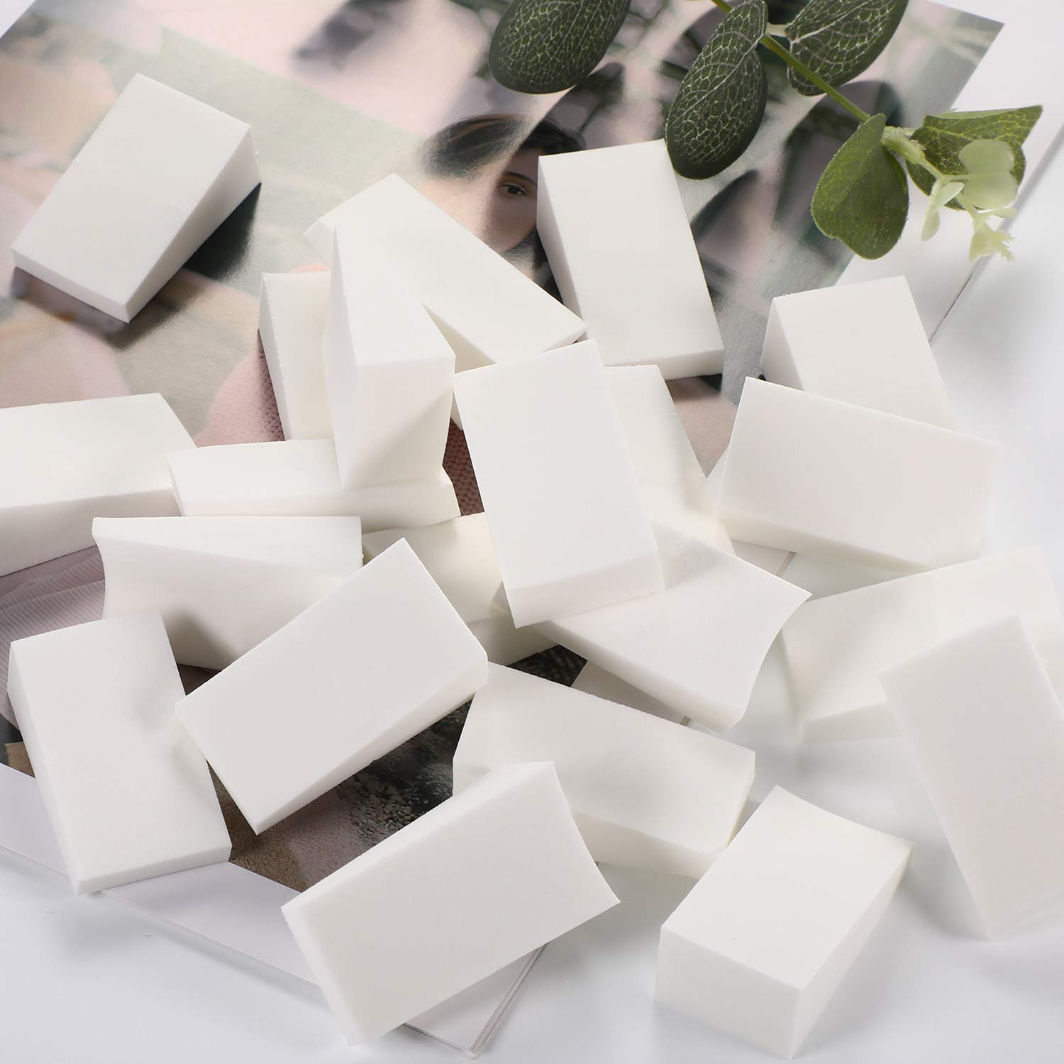 TecUnite 100 Latex-Free Wedge Makeup Sponges for Foundation – White
