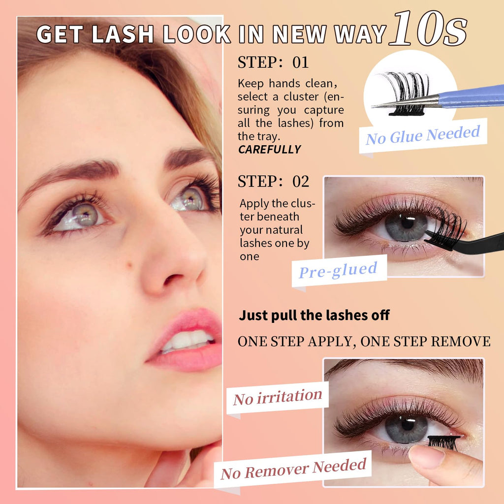 Tecxin Mix Natural Lash Clusters Kit – Korean Self-Adhesive, 10–12mm, 120 Pcs